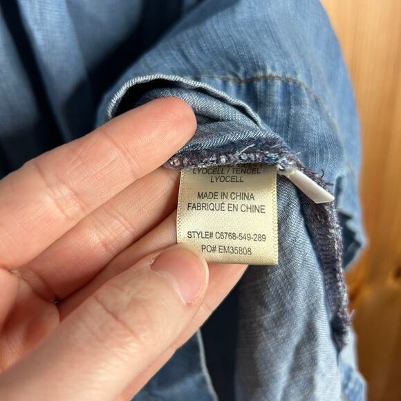 Cloth + Stone Chambray Dress Off The Shoulder Women’s Small Fisherman Americana - Picture 8 of 9